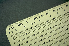 A punch card with a text message [Marcin Wichary on Flickr]