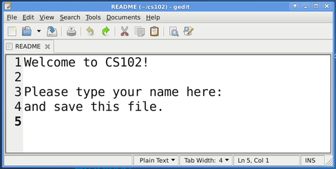 The README file in gedit