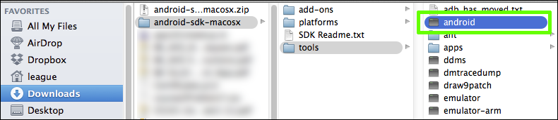 The unzipped android-sdk-macosx folder