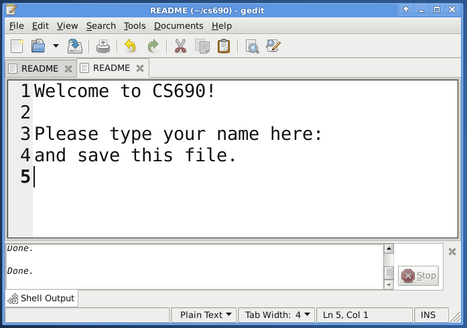 The README file in gedit